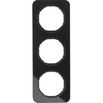 Рамка тройная Berker R.1 стекло черное, Berker